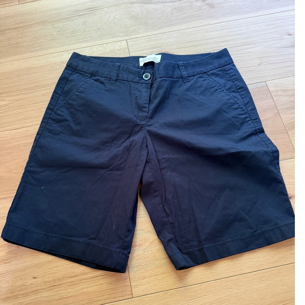 J. Crew Bermuda Shorts Wms SZ 2 Navy Blue Cotton/Stretch Chino MidRise 9" Inseam